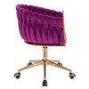 Židle NORDEN VELUR na zlaté podstavě s kolečky - fuchsie