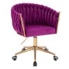 Židle NORDEN VELUR na zlaté podstavě s kolečky - fuchsie