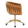 Židle NORDEN VELUR na zlaté podstavě s kolečky - medová