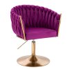 Kosmetické křeslo NORDEN VELUR na zlatém talíři - fuchsie