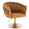 Kosmetické křeslo NORDEN VELUR na zlatém talíři - medové
