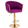 Barová židle NORDEN VELUR na zlatém talíři - fuchsie