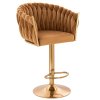 Barová židle NORDEN VELUR na zlatém talíři - medová