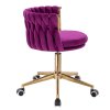 Židle LYON VELUR na zlaté podstavě s kolečky - fuchsie