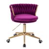 Kosmetická židle LYON VELUR na zlaté podstavě s kolečky - fuchsie