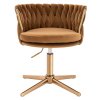 Kosmetická židle LYON VELUR na zlatém kříži - medová