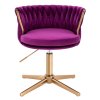 Kosmetická židle LYON VELUR na zlatém kříži - fuchsie