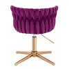 Židle LYON VELUR na zlatém kříži - fuchsie