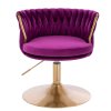 Židle LYON VELUR na zlatém talíři - fuchsie