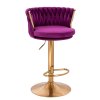 Barová židle LYON VELUR na zlatém talíři - fuchsie