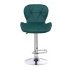 Barová židle LIVIO VELUR na stříbrném talíři - zelená