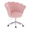 Křeslo FREY VELUR na stříbrné podstavě s kolečky - světle růžové