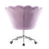 Křeslo FREY VELUR na stříbrné podstavě s kolečky - levandule
