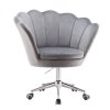 Křeslo FREY VELUR na stříbrné podstavě s kolečky - světle šedé