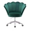 Křeslo FREY VELUR na stříbrné podstavě s kolečky - zelené