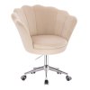Křeslo FREY VELUR na stříbrné podstavě s kolečky - krémové