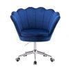 Křeslo FREY VELUR na stříbrné podstavě s kolečky - modré