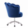 Křeslo FREY VELUR na stříbrné podstavě s kolečky - modré