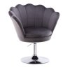 Křeslo FREY VELUR na stříbrném talíři - tmavě šedé