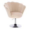 Křeslo FREY VELUR na stříbrném talíři - krémové