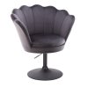 Křeslo FREY VELUR na černém talíři - tmavě šedé