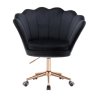 Křeslo FREY VELUR na zlaté podstavě s kolečky - černé