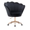Křeslo FREY VELUR na zlaté podstavě s kolečky - černé