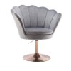 Křeslo FREY VELUR na zlatém talíři - světle šedé