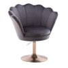Křeslo FREY VELUR na zlatém talíři - tmavě šedé
