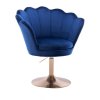 Křeslo FREY VELUR na zlatém talíři - modré