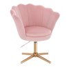 Kosmetické křeslo FREY VELUR na zlatém kříži - růžové