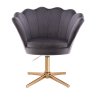 Kosmetické křeslo FREY VELUR na zlatém kříži - tmavě šedé