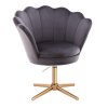 Kosmetické křeslo FREY VELUR na zlatém kříži - tmavě šedé