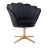Kosmetické křeslo FREY VELUR na zlatém kříži - černé