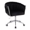 Židle NORDEN VELUR na stříbrné podstavě s kolečky - černá