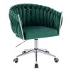 Židle NORDEN VELUR na stříbrné podstavě s kolečky - zelená