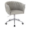 Židle NORDEN VELUR na stříbrné podstavě s kolečky - světle šedá