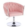 Židle NORDEN VELUR na stříbrném talíři - růžová