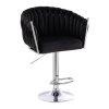 Barová židle NORDEN VELUR na stříbrném talíři - černá