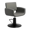 Kadeřnické křeslo Mataro - šedé s černou kulatou podstavou