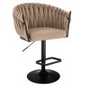 Barová židle NORDEN VELUR na černém talíři - latte