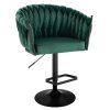Barová židle NORDEN VELUR na černém talíři - zelená