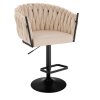 Barová židle NORDEN VELUR na černém talíři - krémová