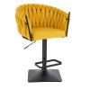 Barová židle NORDEN VELUR na černé hranaté podstavě - žlutá