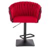 Barová židle NORDEN VELUR na černé hranaté podstavě - červená