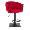 Barová židle NORDEN VELUR na černé hranaté podstavě - červená