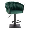 Barová židle NORDEN VELUR na černé hranaté podstavě - zelená