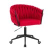 Židle NORDEN VELUR na černé podstavě s kolečky - červená