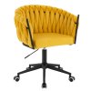 Židle NORDEN VELUR na černé podstavě s kolečky - žlutá