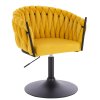 Židle NORDEN VELUR na černém talíři - žlutá